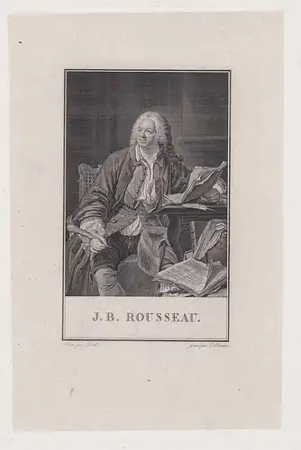 J. B. Rousseau - Jean-Baptiste Rousseau (1671-1741) author writer poet playwright Portrait engraving