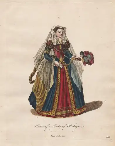 Habit of a Lady of Bologna - Italy Italien Trachten costumes costume Tracht