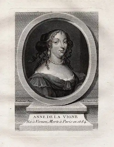 Anne de la Vigne - Anne de La Vigne (1634-1684) poet philosopher follower of Rene Descartes France gravure Por