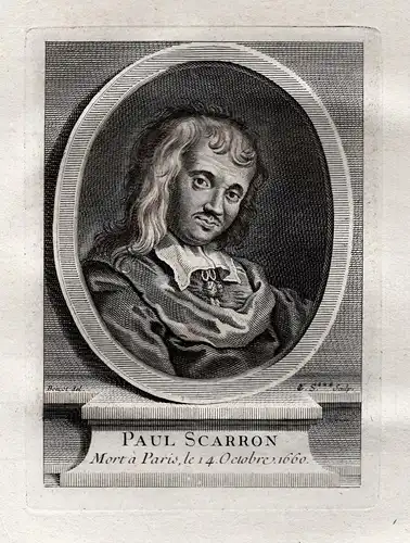 Paul Scarron - Paul Scarron (1610-1660) poet poete dramatist novelist ecrivain gravure Portrait