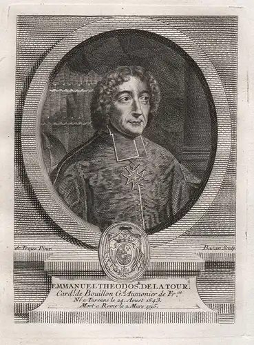 Emmanuel Theodos. de la Tour - Emmanuel Theodose de la Tour dAuvergne (1643-1715) cardinal de Bouillon Kupfer