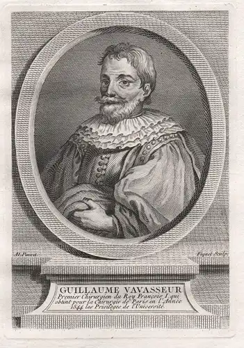 Guillaume Vavasseur - Guillaume Vavasseur (16th century) William Chirurg Arzt surgeon gravure France Portrait