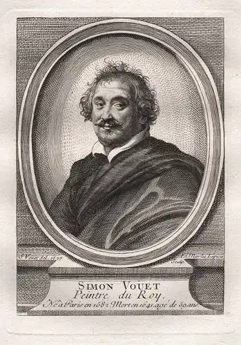 Simon Vouet - Simon Vouet (1590-1649) Maler painter peintre Portrait gravure