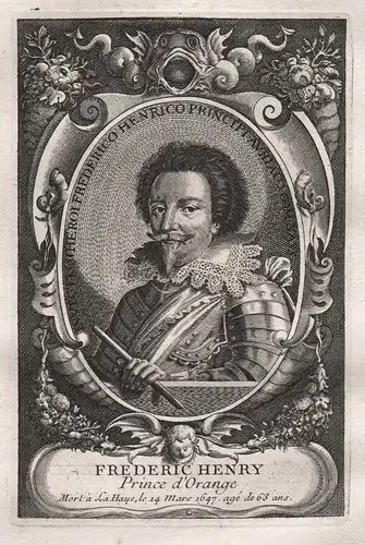 Frederic Henry Prince d'Orange - Frederik Hendrik van Oranje (1584 - 1647) Stadthalter Holland Kuperstich Port