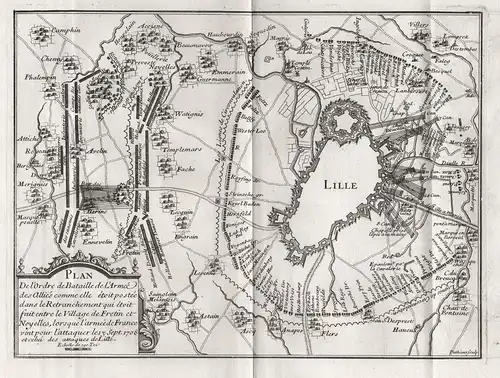Plan de l'Ordre de Bataille de l'Armée des Alliés comme elle étoit postée dans le Retranchement... - Lille vil