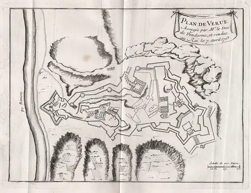 Plan de Verue - Verrua Savoia Piemonte stampa incisione Italia Italy Italien