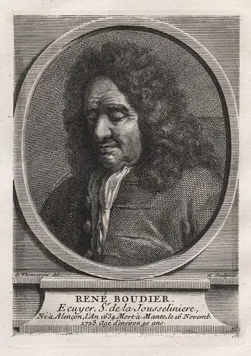 Rene Boudier - Rene Boudier (1634-1723) poet translator poete traducteur historien Portrait gravure