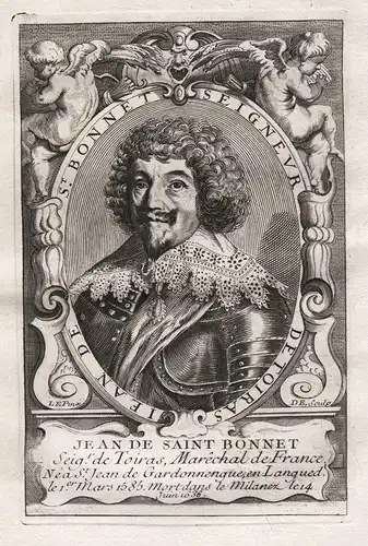 Jean de Saint Bonnet - Jean de Saint Bonnet de Toiras (1585-1636) marechal Portrait engraving gravure Marechal