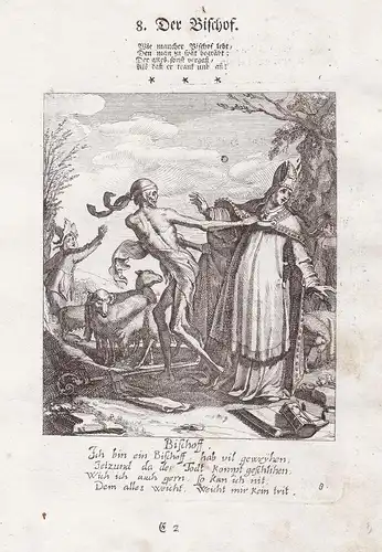 Der Bischof - bishop Totentanz dance of death Kupferstich engraving