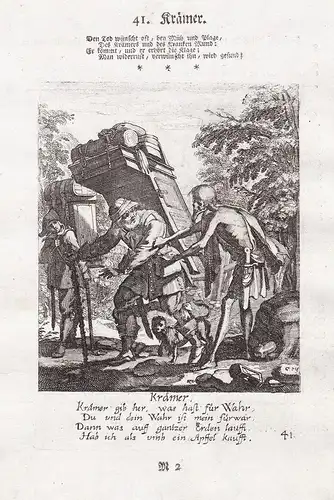 Krämer - grocer Totentanz dance of death Kupferstich engraving