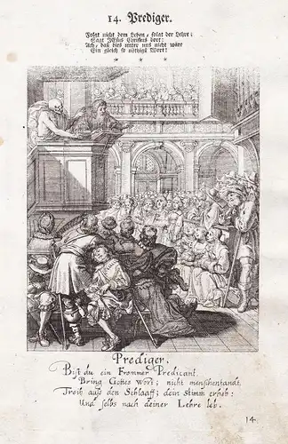Prediger - preacher Totentanz dance of death Kupferstich engraving