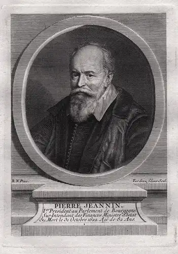 Pierre Jeannin - Pierre Jeannin (c.1540-1622) lawyer Portrait gravure president a mortier