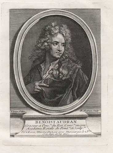 Benoist Audran - Benoit Audran the Elder (1661-1721) graveur engraver Kupferstecher Portrait gravure