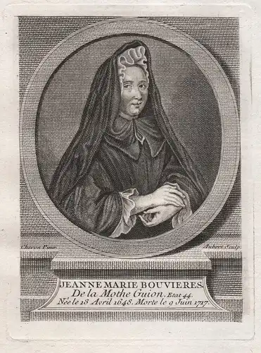 Jeanne Marie Bouvieres - Jeanne-Marie Bouvier de La Motte Guyon (1648-1717) mystic Mystikerin woman Frau gravu