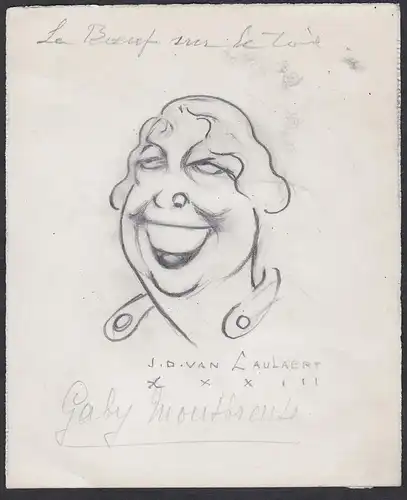 Gaby Montbreuse - Gaby Montbreuse (1895-1943) chanteuse singer artiste theatre music-hall caricature Karikatur