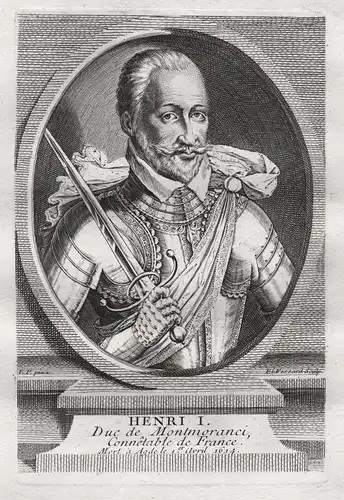 Henri I - Henri I de Montmorency (1534-1614) Marshal marechal Constable France gravure Portrait