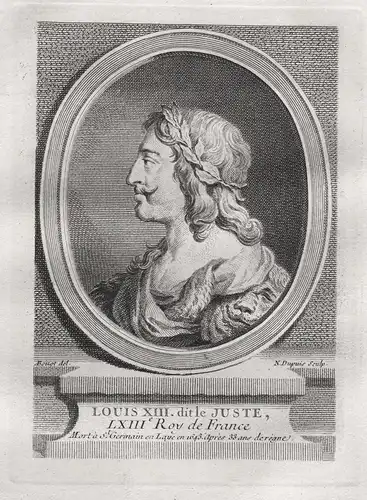 Louis XIII dit le Juste - Louis XIII (1601-1643) Ludwig king roi France Portrait gravure