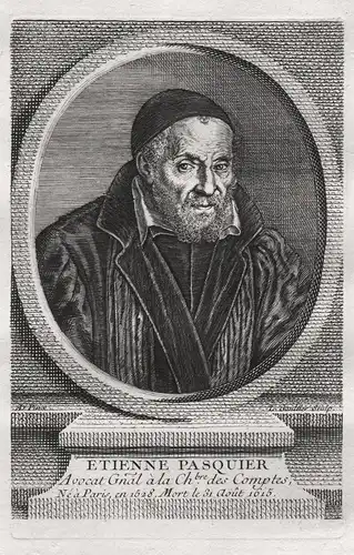 Etienne Pasquier - Etienne Pasquier (1529-1615) poet author historian Jurist lawyer litterateur gravure Portra