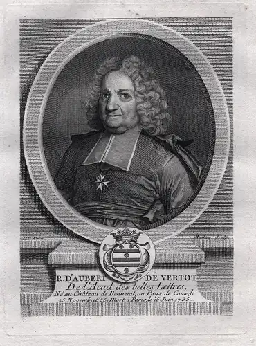 R. d'Aubert de Vertot - Rene Aubert de Vertot (1655-1735) Knight of Malta Malteser historian historien clergym