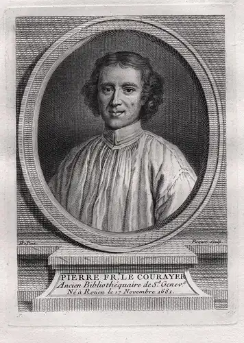 Pierre Frs. le Courayer - Pierre Francois le Courayer (1681-1776) Rouen London theologian writer Portrait grav