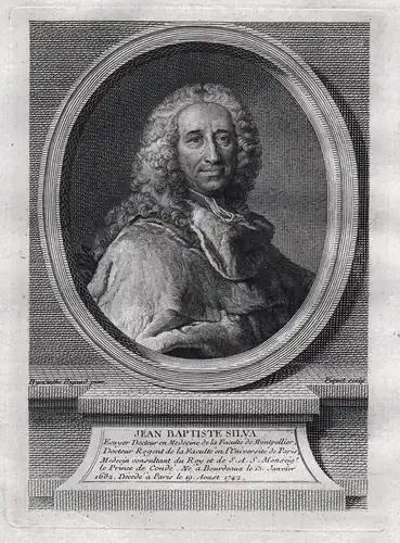 Jean Baptiste Silva - Jean Baptiste Silva (1682-1742) Arzt physician personal doctor King Louis XV gravure Por