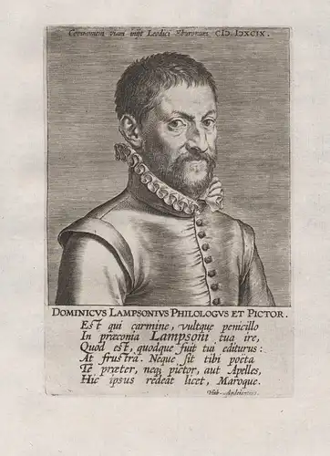 Dominicus Lampsonius Philologus et Pictor  (1532 - 1599) / Domenicus Lampsonius Liege Flemish Humanist poet pa