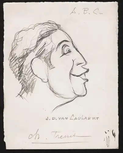 Ch. Trenet - Charles Trenet (1913-2001) auteur compositeur singer songwriter composer Komponist caricature Kar