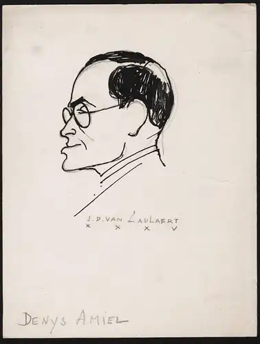 Denys Amiel - Denys Amiel (1884-1977) auteur author dramaturge critique caricature Karikatur Portrait