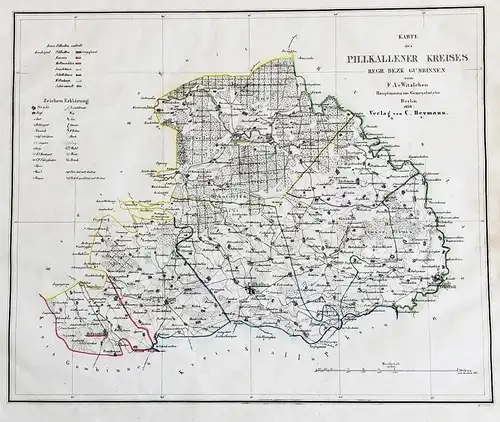 Karte des Pillkallener Kreises Regr Bezk. Gumbinnen - Pillkallen Dobrowolsk Ostpreußen Gumbinnen Kaliningrad R