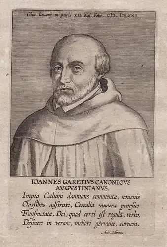 Ioannes Garetius Canoncius Augustianus... - Jean Garet (c. 1627-1694) Le Havre Benedictine scholar Rouen Portr