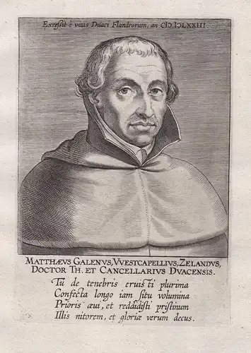 Matthaeus Galenus.... - Mattheus Galenus (1528-1573) Leuven Douai Westkappel Portrait
