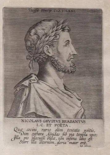 Nicolaus Grudius Brabantus (1504 - 1570) / Nicolaus Grudius poet Leuven Humanist Portrait