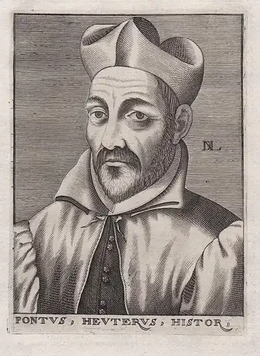 Pontus, Heuterus, Histor. - Pontus de Huyter (1535-1602) Dutch humanist historian Delft Portrait