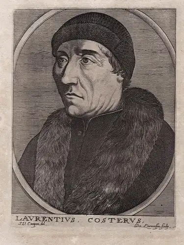 Laurentius Costerus - Laurens Janszoon Coster (1370-1440) Haarlem inventor of printing printer book printer Bu