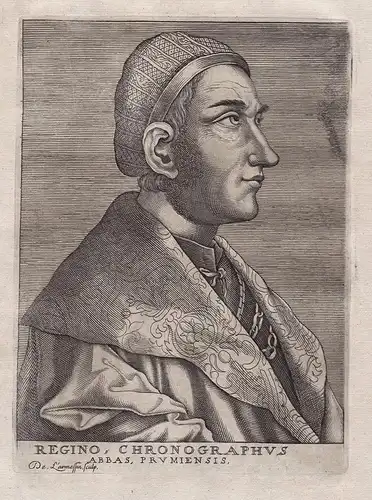 Regino, Chropnographus - Regino von Prüm (c.840-915) chronicler music theorist Abtei Prüm historian Portrait