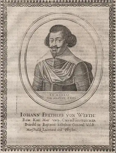 Iohann Freyherr von Werth - Johann von Werth (1591-1652) Jan Jean Feldherr commander gravure Portrait