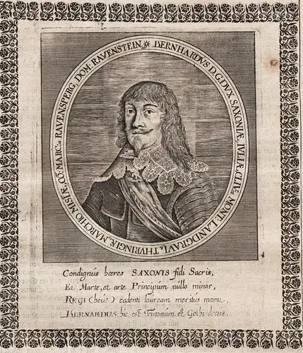 Bernhardus D. G. dux Saxoniae - Bernhard Sachsen Weimar Thüringen (1604-1639) Potrait