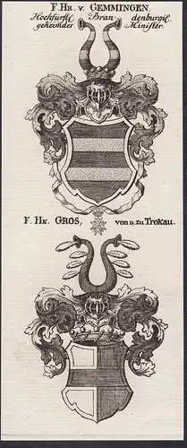 F. Hr. v. Gemmingen / F. Hn. Gros, von u. zu Trokau - Wappen coat of arms