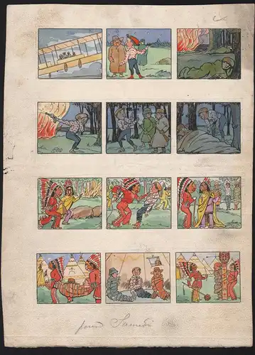 (A group of men get caught by Indians) - Comic book illustration bande dessinée