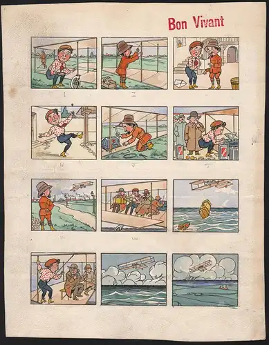 (A group of men travel by airplane and lose their luggage in the sea) - Comic book illustration bande dessinée