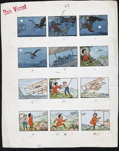 (A man is captured by a vulture) - Comic book illustration bande dessinée