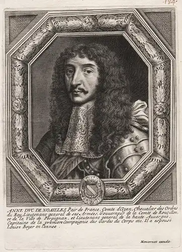 Anne Duc de Noailles... - Anne de Noailles (1620-1678) Montclar Ayen Mouchy Chambres Malemort Portrait