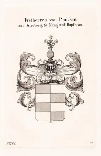 Freiherren von Ponickau auf Osterberg, St. Mang und Hoferau - Wappen coat of arms