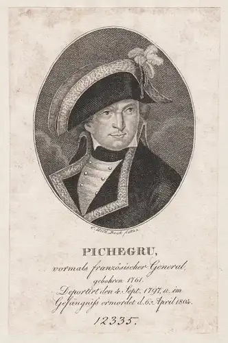 Pichegru - Jean-Charles Pichegru (1761-1804) General Revolution Francaise Portrait