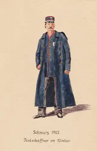 Schweiz 1902 Postschaffner im Winter - Post poste  Uniform Postuniform