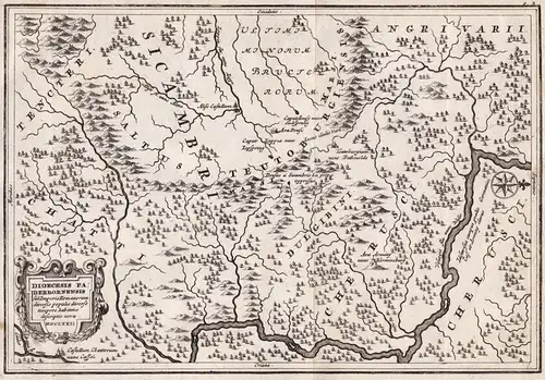 Dioecesis Paderbornensis - Erzbistum Paderborn Kupferstich engraving