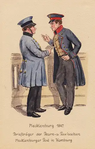 Mecklenburg 1847 Briefträger der Thurn - u. Taxisschen Mecklenburger Post in Hamburg - Post poste  Uniform Pos