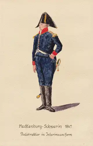 Mecklenburg-Schwerin 1847 Postdirektor in Interimsuniform - Post poste  Uniform Postuniform