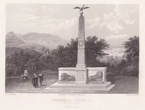 Denkmal Franz I. - Königswart Lazne Kynzvart Tschechien Stahlstich engraving