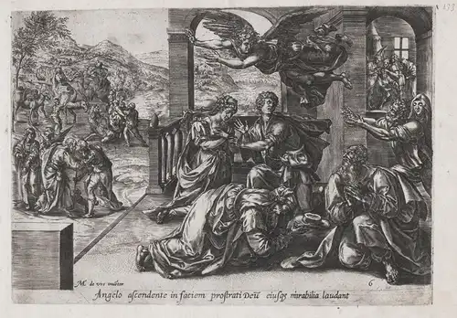 Angelo ascendente in faciem prostrati... - The departure of the Angel Tobit Anna Tobias Sarah Bibel Bible